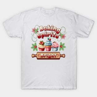 Baking Spirits Bright Vintage Christmas Cupcakes T-Shirt